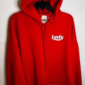 Red Levi Cropped Hoodie